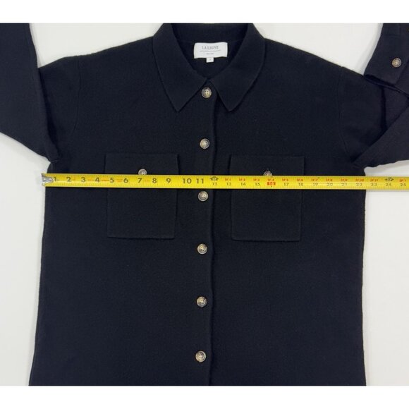 La Ligne Womens Jane Jacket Cashmere Wool Shirt Shacket Small Minimalist Black - Picture 10 of 11